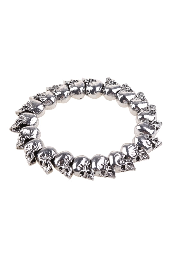 Skull Charm Linked Bracelet for Men Skeleton Punk Gothic Style Jewelry Gifts Vintage Anniversary Celebration Souvenirs