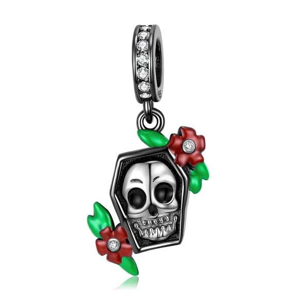 Skull Charm for Women CZ Sterling Silver Gothic European Bead for Bracelet By Ginger Lyne