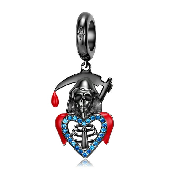 Skull Charm for Women Reaper Gothic European Bead for Bracelet Sterling Silver by Ginger Lyne
