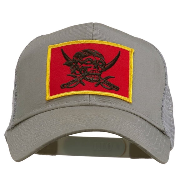 Skull Choppers Pirate Patched Mesh Cap - Grey OSFM