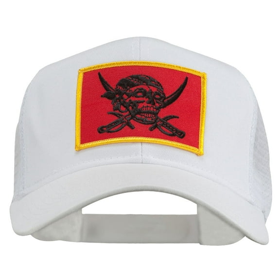 Skull Choppers Pirate Patched Mesh Cap - White OSFM