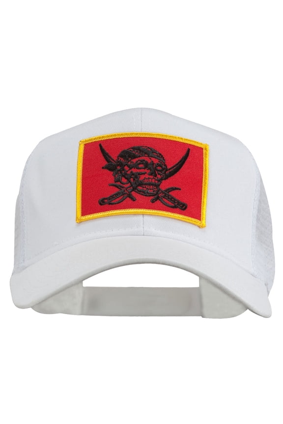 Skull Choppers Pirate Patched Mesh Cap - White OSFM