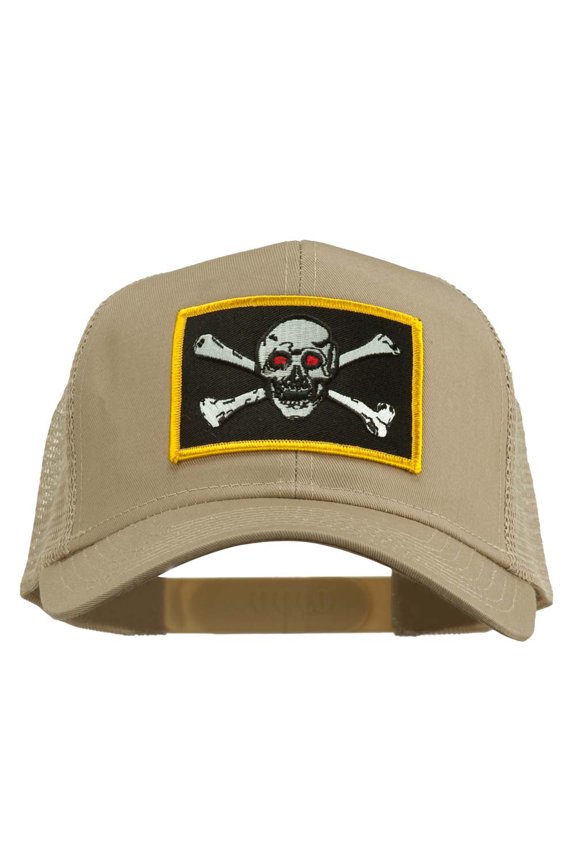 Skull Choppers Red Eyes Patched Cap - Khaki OSFM