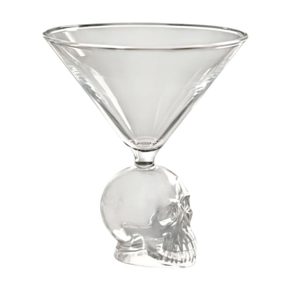 Skull Cocktail Glass, 11Oz Clear Goblet with Skeleton Stem 3.94In Rim Gothic Barware for Halloween Party Home Bar Whiskey Vodka Gift
