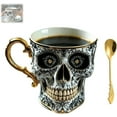 thumbnail image 1 of Skull Coffee Mug, Royal Skull Coffee Mug with Coffee Spoon, Gothic Resin Tea Cup with Gold Trim, Halloween Skullcoffee Mugs, Great for Coffeelovers and Collectors, 1 of 8
