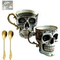 thumbnail image 1 of Skull Coffee Mug, Royal Skull Coffee Mug with Coffee Spoon, Gothic Resin Tea Cup with Gold Trim, Halloween Skullcoffee Mugs, Great for Coffeelovers and Collectors, 1 of 8