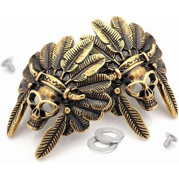Skull Concho Screw Back Tribal Chief Head Conchos Leathercraft 2pcs 1-3/4 Inches CHS21 (Bronze)