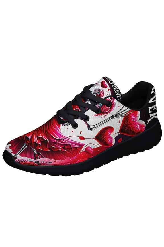 Skull Couple Dancing Happy Valentine's Day Together Forever Shoes Sneakers Black Size 9.5