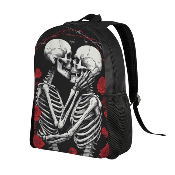 Skull Couple Print Backpack Double Shoulder Backpack Durable, Spacious, Ergonomic Design for Travel, Work & Outdoor Use