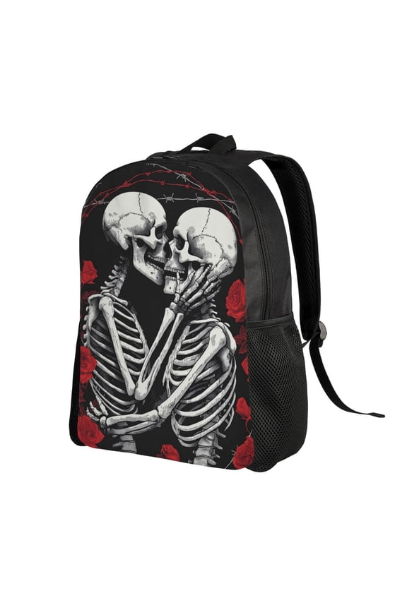 Skull Couple Print Backpack Double Shoulder Backpack Durable, Spacious, Ergonomic Design for Travel, Work & Outdoor Use