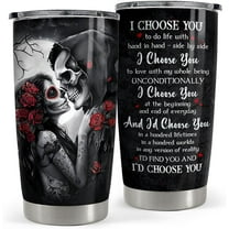 Skull Couple Tumbler 20oz Stainless Steel Insulated Coffee Travel Cup Tumblers Gifts for Wife Husband Boyfriend Girlfriend on Birthday Christmas Valentines Anniversary