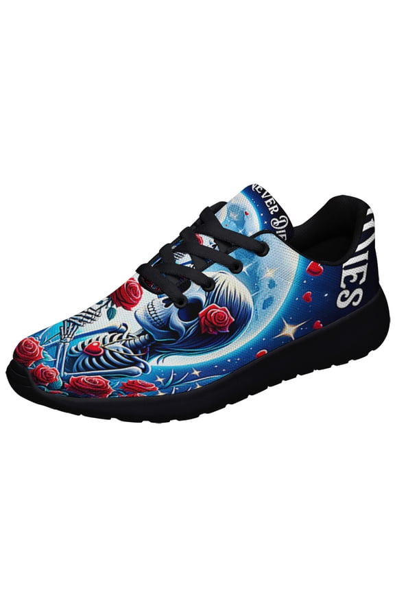 Skull Couple Valentine Day Love Never Dies Shoes Sneakers Black Size 12