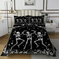 Skull Coverlet Set Halloween Decor Quilt Set King Size For Kids Gothic