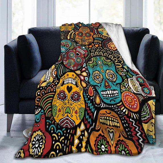 Skull Cozy Blanket Fleece Soft Throw Blanket for Couch Bed Flannel Comfy Warm Blankets for Winter Men Adults Teens Decorative Microfiber Lightweight Blanket 50x60 Inches, 60Inx50In