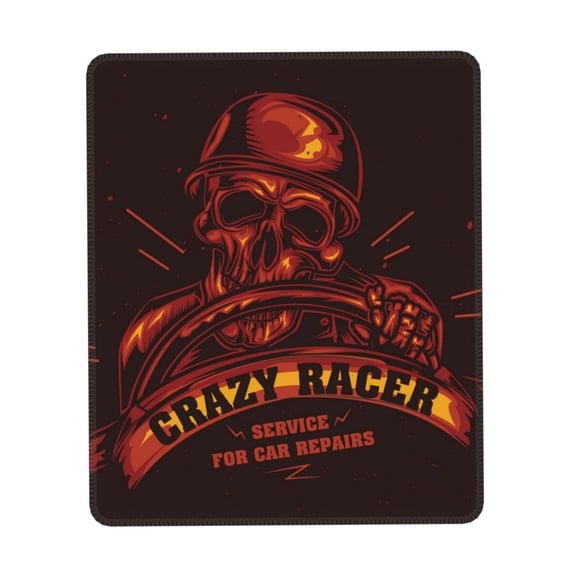 Skull Crazy Racer Gothic Vintage Gaming Mouse Pad 7 x 8.6 in Rectangle Computer Mousepad Mat Non-Slip Rubber Base for Office Laptop PC