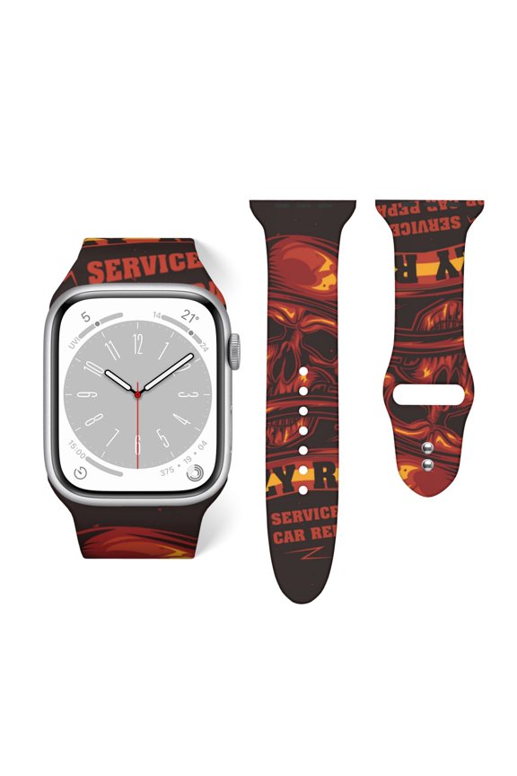 Skull Crazy Racer Gothic Vintage Soft Silicone Sport Band 38mm40mm Wristband for Apple Watch, Waterproof Buckle Strap for Series 9/8/7/6/SE/Ultra