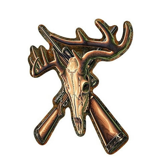Skull And Cross Antlers Novelty Sign | Indoor/Outdoor | Funny Home Décor for Garages, Living Rooms, Bedroom, Offices | SignMission personalized gift Wall Plaque Decoration