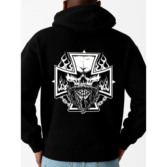 Skull Cross Hoodie graphic hoodies for men regular fit black Perfect for Christmas, helloween, birthday aesthetic Comfortable elastic fabric festival preferred gifts fashion design