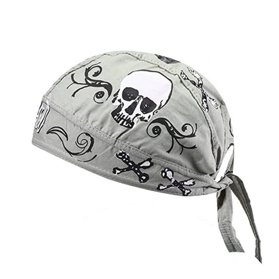 Skull Cross Print Head Wrap Hat Unisex Bandana Cap Lightweight Breathable For Camping Hiking Cycling Outdoor Party Decoration(Grey-55Cm)