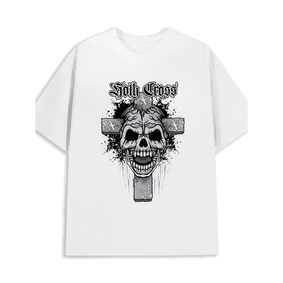 Skull Cross Tee men 180G 100% Cotton white Basic Unisex Shirt Graphic tshirts Unique Design Unisex Shirt Crewneck tshirts Retro Unisex Shirt Crewneck tshirts
