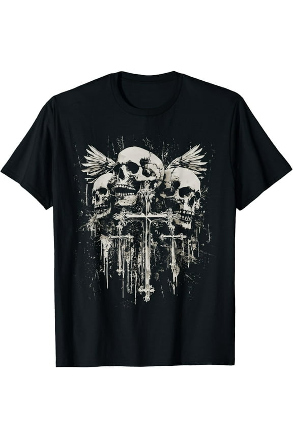 Skull Cross Y2K Goth Alt Grunge Gothic Emo Aesthetic T-Shirt