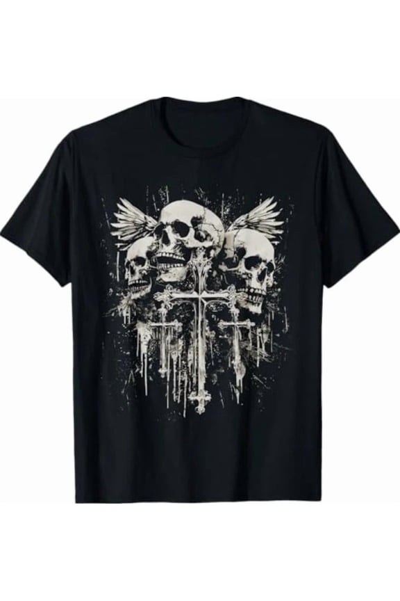 Skull Cross Y2K Goth Alt Grunge Gothic Emo Aesthetic T-Shirt