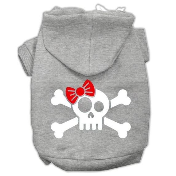 Skull Crossbone Bow Screen Print Pet Hoodies, Grey - Extra Small 8