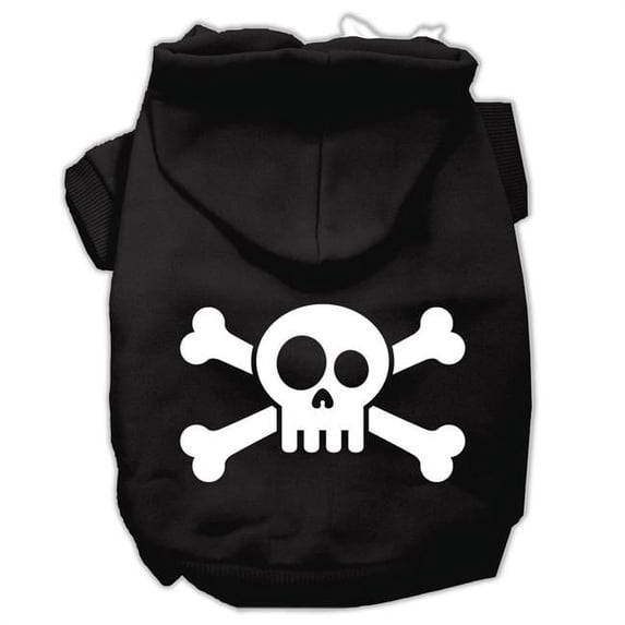 Skull Crossbone Screen Print Pet Hoodies, Black - Extra Small - Size 8