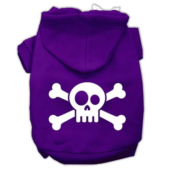 Skull Crossbone Screen Print Pet Hoodies, Purple - Extra Large - Size 16