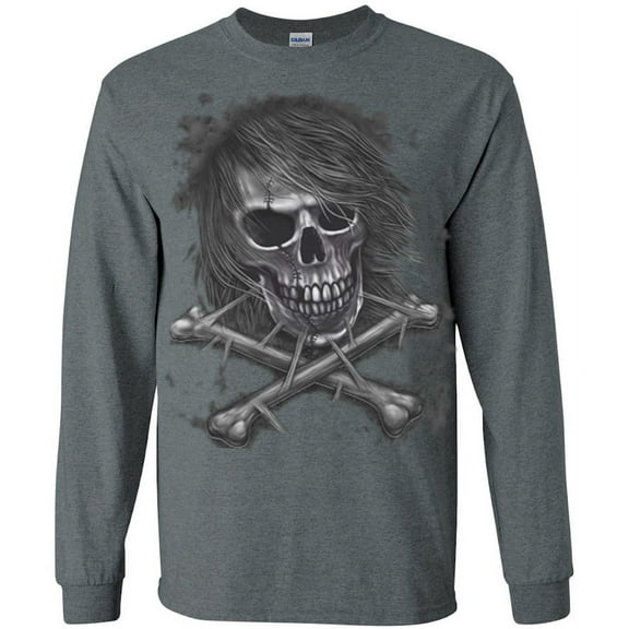 Skull Crossbones Graphic T-shirt Long Sleeve Mens