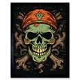 thumbnail image 1 of Skull Crossbones Old School USA Tattoo Ink Body Rockabilly Americana 50s Art Print Framed Poster Wall Decor 12x16 inch, 1 of 5