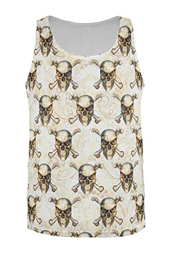 Skull & Crossbones Pattern All Over Mens Tank Top Multi LG