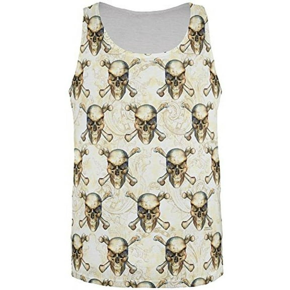 Skull & Crossbones Pattern All Over Mens Tank Top Multi MD