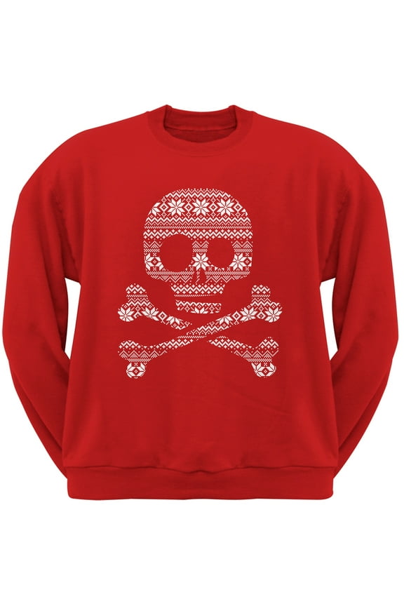 Skull & Crossbones Silhouette Red Adult Sweatshirt
