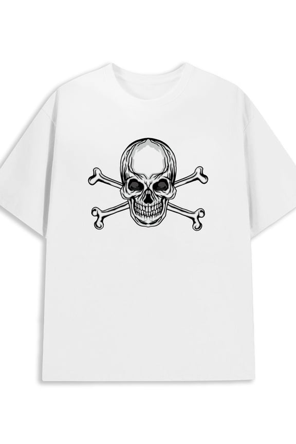 Skull Crossbones Tee men 180G 100% Cotton white Classic Unisex Shirt Cotton tshirts Vintage Unisex Shirt Graphic tshirts Basic Unisex Shirt Crewneck tshirts