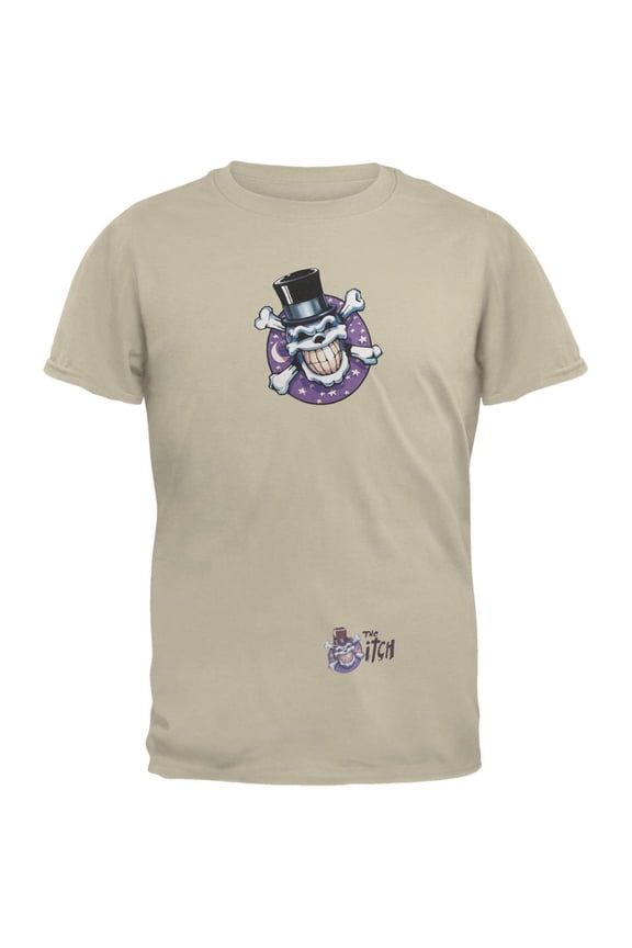 Skull & Crossbones Top Hat Logo Tan Adult T-Shirt - Medium