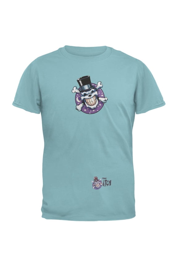 Skull & Crossbones Top Hat Logo Teal Adult T-Shirt - Medium