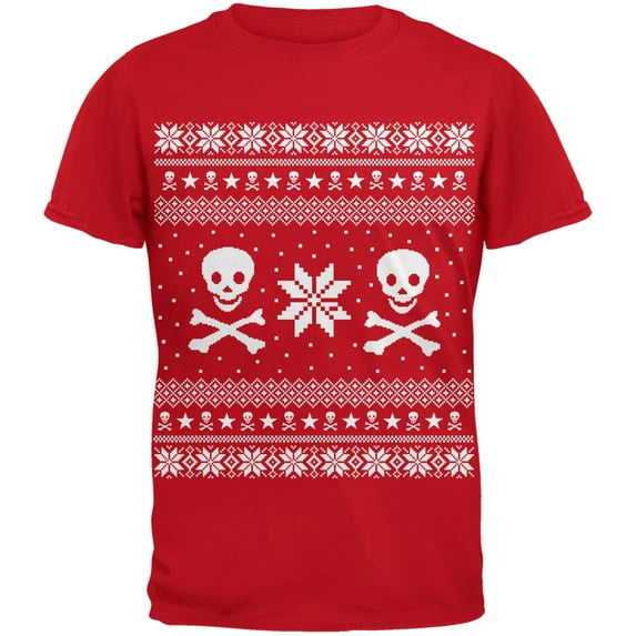 Skull & Crossbones Ugly Sweater Red Youth T-Shirt
