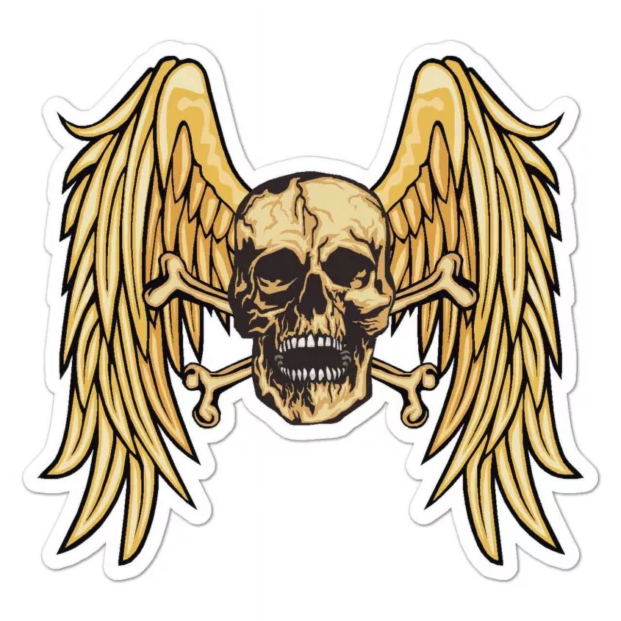 Crossbones Sticker Skull Crossbones Wings Sticker Indoor Outdoor Phone Decal Water Bottle ...