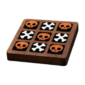 Skull and Crossbones Wooden Game Set, Two-Player Interactive Board Game with Polished Wood Pieces, Compact Tabletop Strategy Game for Gatherings and Decor