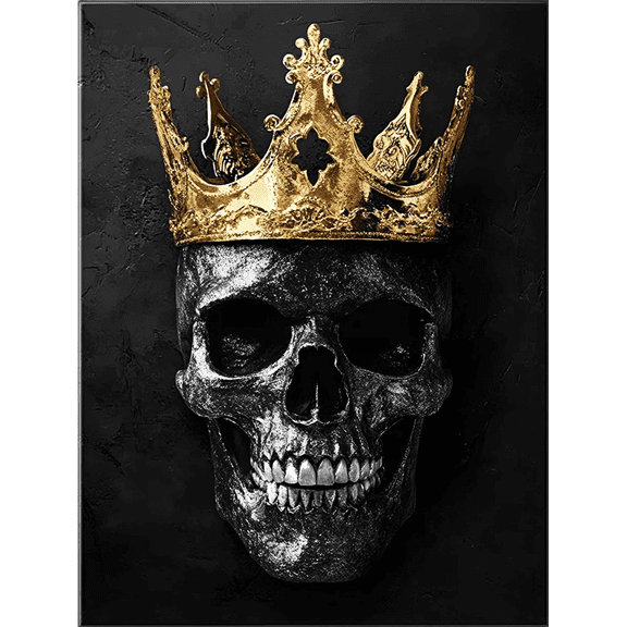 Skull with Crown Decorative Painting/Canvas ArtPerfect for Living RoomBedroomOfficed Gothic Themed Decor. This Grim Reaper Artwork Showcases the Alluring Skull with Crown.