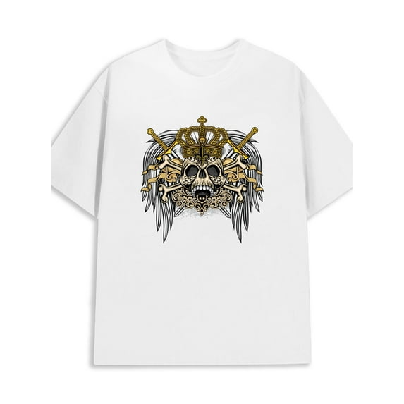 Skull Crown T-Shirt men's 180G 100% Cotton white Fashion Unisex Shirt Cotton tshirts Vintage Unisex Shirt Crewneck tshirts Casual Unisex Shirt Short Sleeve tshirts