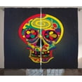 thumbnail image 1 of Ambesonne Skull Curtains 2 Panel Set, Colorful Skeletons Flowers, 108" x 96", Multicolor, 1 of 3
