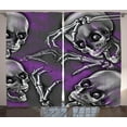 thumbnail image 1 of Ambesonne Skull Curtains 2 Panel Set, Spooky Smiling Skeleton, 108" x 108", Purple Grey and Black, 1 of 3