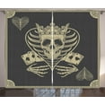 thumbnail image 1 of Ambesonne Skull Curtains 2 Panel Set, Vector Skull Poker Cards, 108" x 96", Dark Grey Tan Beige, 1 of 3