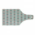 thumbnail image 1 of Skull Cutting Board, Geometric Skulls and Hearts Crosses Stitch Work Knitted Nordic Pattern Print, Tempered Glass Cutting and Serving Board, Wine Bottle Shape, Grey Red Coconut, by Ambesonne, 1 of 1