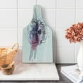 thumbnail image 1 of Skull Cutting Board, Grunge Illustration of Human Skull Dragonfly with Watercolor Splash Sketchy, Tempered Glass Cutting and Serving Board, Wine Bottle Shape, Purple Pink Black, by Ambesonne, 1 of 5