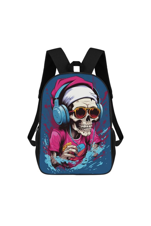 Skull DJ Wearing Sunglasses Backpack Backpack Student Backpack Cartoon Canvas Backpack
