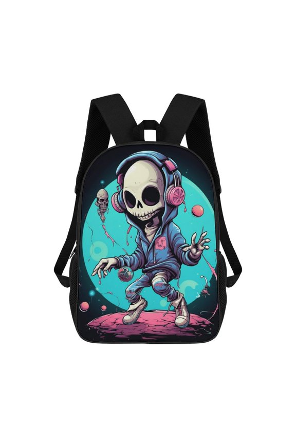 Skull DJ in Hoodie Backpack Backpack Student Backpack Cartoon Canvas Backpack
