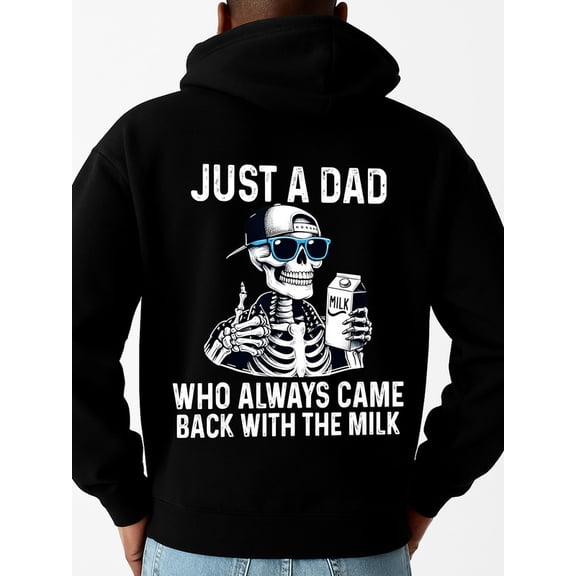 Skull Dad Milk funny hoodies men's machine washable black Drawstring Comfortable Oversized Hooded Pullover Sweatshirt elegant Funny Unisex Shirt Graphic Tee tshirts Funny Unisex Shirt Cotton tshirts